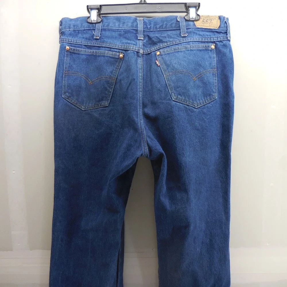 Vintage Levis 557 For Cowboys Jeans Mens 36x24 Blue Denim Made in USA High Rise